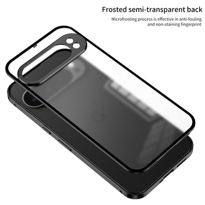 For Google Pixel 9 Pro XL Snap Buckle Metal Frame Frosted Phone Case(Grey) - Google Cases by buy2fix | Online Shopping UK | buy2fix