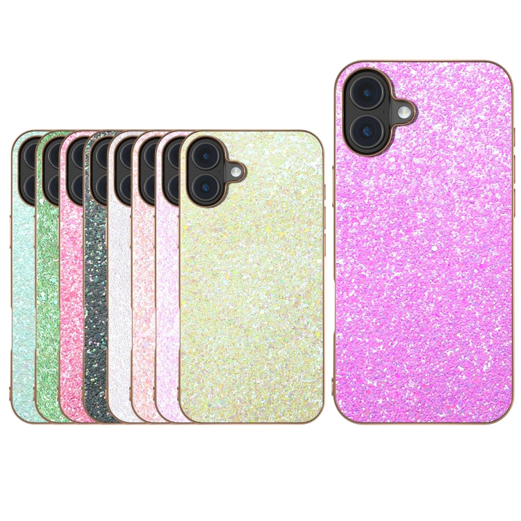 For iPhone 16 Electroplating Frame Colorful Glitter Phone Case(Dark Pink) - iPhone 16 Cases by buy2fix | Online Shopping UK | buy2fix