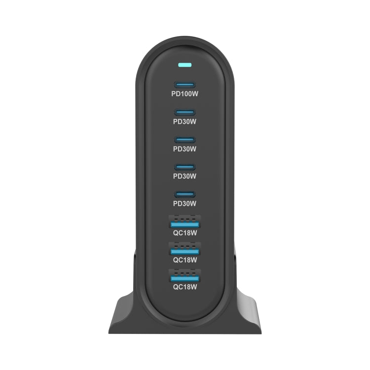 YMX-968 268W 5Type-C, 3USB 8-Ports Desktop Fast Charger, Plug Type:UK Plug(Black) - Multifunction Charger by buy2fix | Online Shopping UK | buy2fix