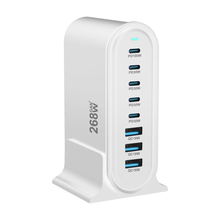 YMX-968 268W 5Type-C, 3USB 8-Ports Desktop Fast Charger, Plug Type:AU Plug(White) - Multifunction Charger by buy2fix | Online Shopping UK | buy2fix