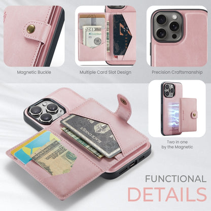 For iPhone 16 Pro Max JEEHOOD J01 Retro Magnetic Detachable Wallet Phone Case(Pink) - iPhone 16 Pro Max Cases by JEEHOOD | Online Shopping UK | buy2fix