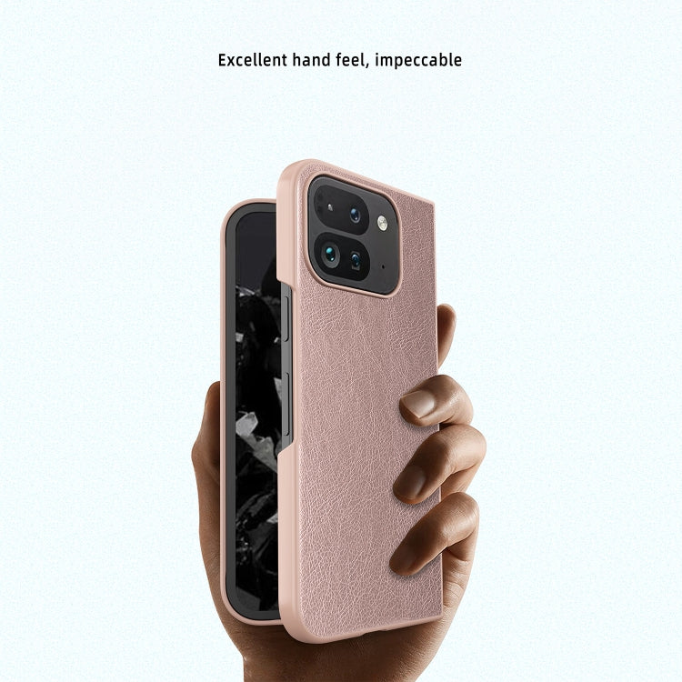 For Google Pixel 9 Pro Fold Litchi Texture Leather PC Shockproof Phone Case(Pink) - Google Cases by buy2fix | Online Shopping UK | buy2fix