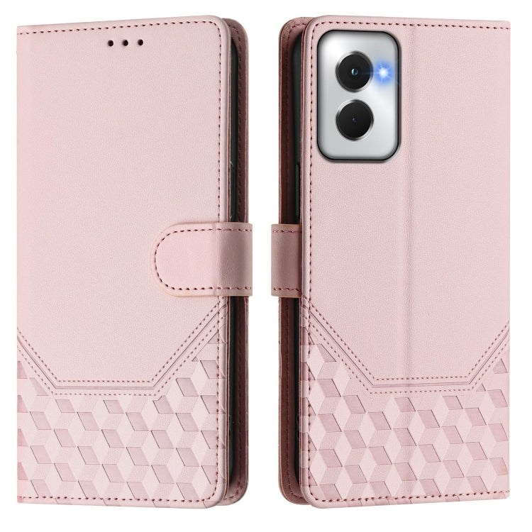 For Motorola Moto G Power 5G 2024 Honeycomb Embossing RFID Leather Phone Case(Pink) - Motorola Cases by buy2fix | Online Shopping UK | buy2fix