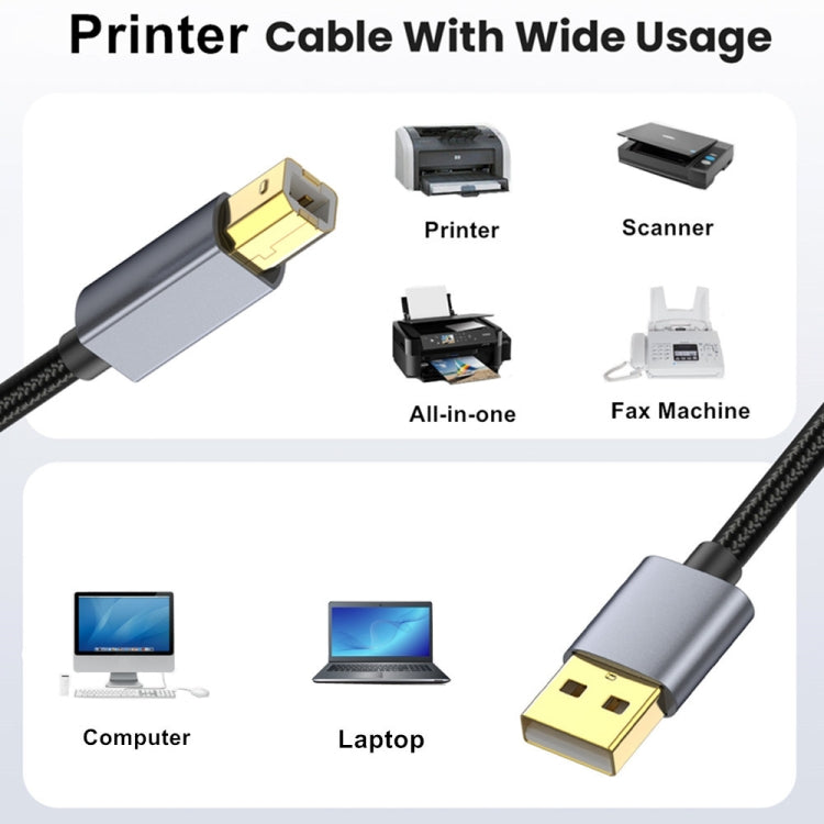 USB 2.0 A Male to B Male Square Port Printer Data Transmission Extension Cable, Length:1.8m - USB Cable by buy2fix | Online Shopping UK | buy2fix