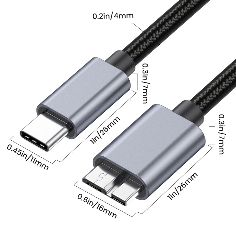 10Gbps USB-C / Type-C 3.1 to Micro B Mobile Hard Disk Adapter Cable, Length:3m - Cable & Adapters by buy2fix | Online Shopping UK | buy2fix