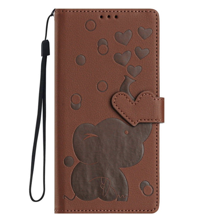 For iPhone 16 Pro Cartoon Elephant Embossed Leather Phone Case(Brown) - iPhone 16 Pro Cases by buy2fix | Online Shopping UK | buy2fix