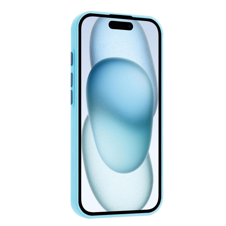 For iPhone 16 Skin Feel Card Contrast Color Button TPU Phone Case(Sky Blue) - iPhone 16 Cases by buy2fix | Online Shopping UK | buy2fix