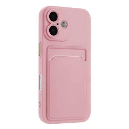 For iPhone 16 Plus Skin Feel Card Contrast Color Button TPU Phone Case(Pink) - iPhone 16 Plus Cases by buy2fix | Online Shopping UK | buy2fix