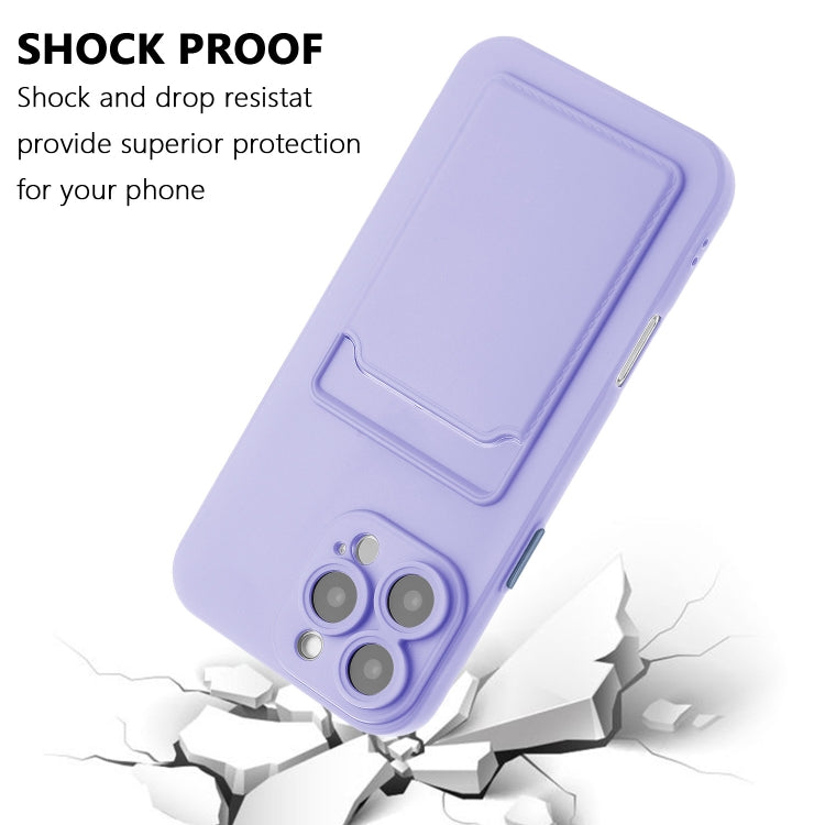 For iPhone 16 Pro Max Skin Feel Card Contrast Color Button TPU Phone Case(Purple) - iPhone 16 Pro Max Cases by buy2fix | Online Shopping UK | buy2fix