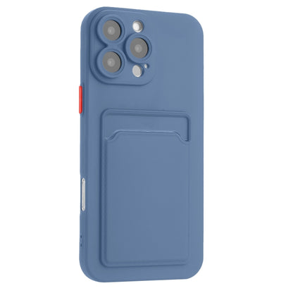 For iPhone 16 Pro Max Skin Feel Card Contrast Color Button TPU Phone Case(Gray) - iPhone 16 Pro Max Cases by buy2fix | Online Shopping UK | buy2fix