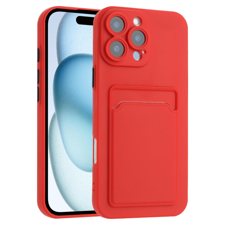 For iPhone 16 Pro Max Skin Feel Card Contrast Color Button TPU Phone Case(Red) - iPhone 16 Pro Max Cases by buy2fix | Online Shopping UK | buy2fix