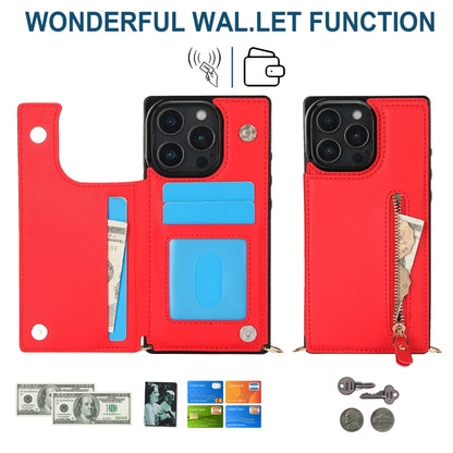 For iPhone 16 Pro Cross-body Zipper Square Phone Case(Red) - iPhone 16 Pro Cases by buy2fix | Online Shopping UK | buy2fix