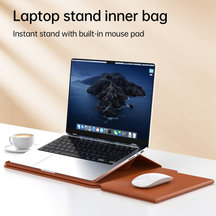 Multifunctional Laptop PU Magnetic Stand Split Liner Bag with Mouse Pad Function, Size:15 inch(Dark Green) - 15 inch by buy2fix | Online Shopping UK | buy2fix