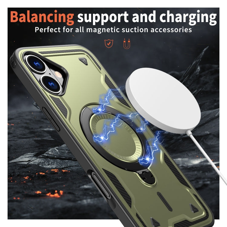 For iPhone 16 Plus PC Hybrid TPU Armor MagSafe Holder Phone Case(Olive Green) - iPhone 16 Plus Cases by buy2fix | Online Shopping UK | buy2fix