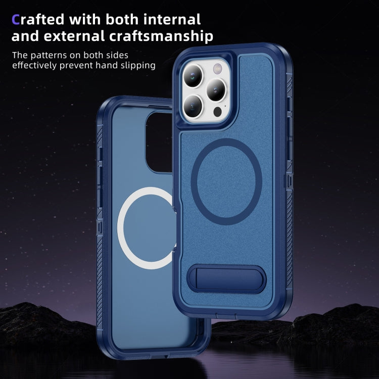 For iPhone 16 Pro Max Guard MagSafe Holder Matte PC Hybrid TPU Phone Case(Royal Blue) - iPhone 16 Pro Max Cases by buy2fix | Online Shopping UK | buy2fix