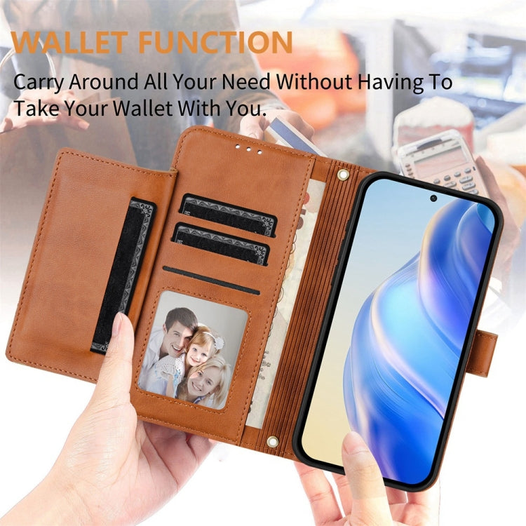 For iPhone 16 Plus Multi-Card Slots Zipper Wallet Leather Phone Case(Brown) - iPhone 16 Plus Cases by buy2fix | Online Shopping UK | buy2fix