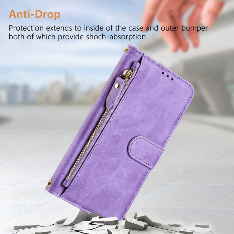 For iPhone 16 Multi-Card Slots Zipper Wallet Leather Phone Case(Purple) - iPhone 16 Cases by buy2fix | Online Shopping UK | buy2fix