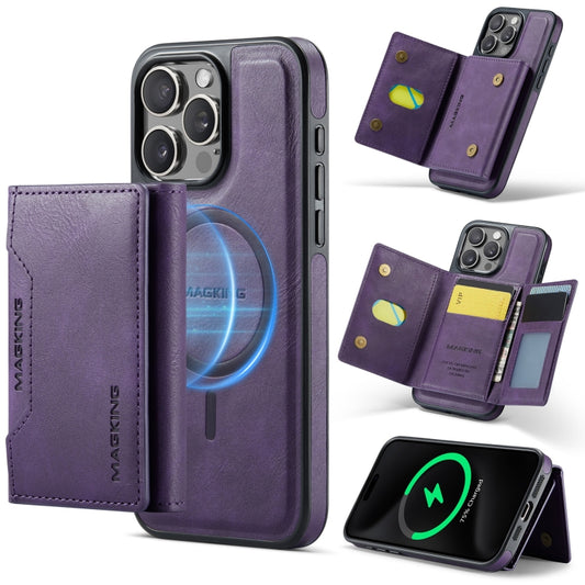 For iPhone 15 Pro Max DG.MING MAGKING-K2 Series MagSafe RFID Card Bag Detachable Phone Case(Purple) - iPhone 15 Pro Max Cases by DG.MING | Online Shopping UK | buy2fix