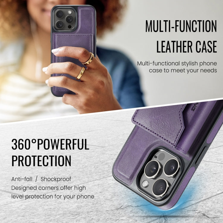 For iPhone 14 Pro Max DG.MING MAGKING-K2 Series MagSafe RFID Card Bag Detachable Phone Case(Purple) - iPhone 14 Pro Max Cases by DG.MING | Online Shopping UK | buy2fix