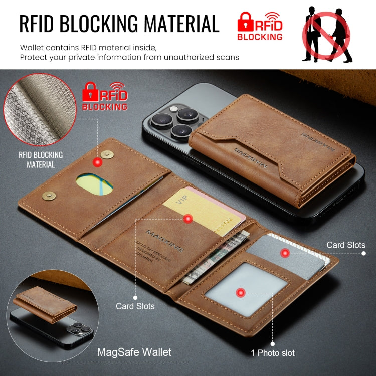 DG.MING MAGKING-K2 Series MagSafe RFID Card Bag(Brown) - Card & Passport Bags by DG.MING | Online Shopping UK | buy2fix