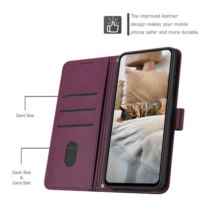 For Motorola Moto G Stylus 5G 2024 Embossed Kitten Phone Leather Case with Lanyard(Wine Red) - Motorola Cases by buy2fix | Online Shopping UK | buy2fix