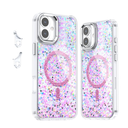 For iPhone 16 Plus Epoxy Glitter MagSafe Magnetic TPU Phone Case(Pink) - iPhone 16 Plus Cases by buy2fix | Online Shopping UK | buy2fix