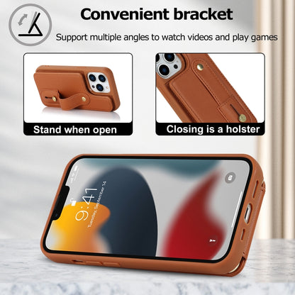 For iPhone 16 Pro Wristband Vertical Flip Wallet Back Cover Phone Case with Long Lanyard(Brown) - iPhone 16 Pro Cases by buy2fix | Online Shopping UK | buy2fix