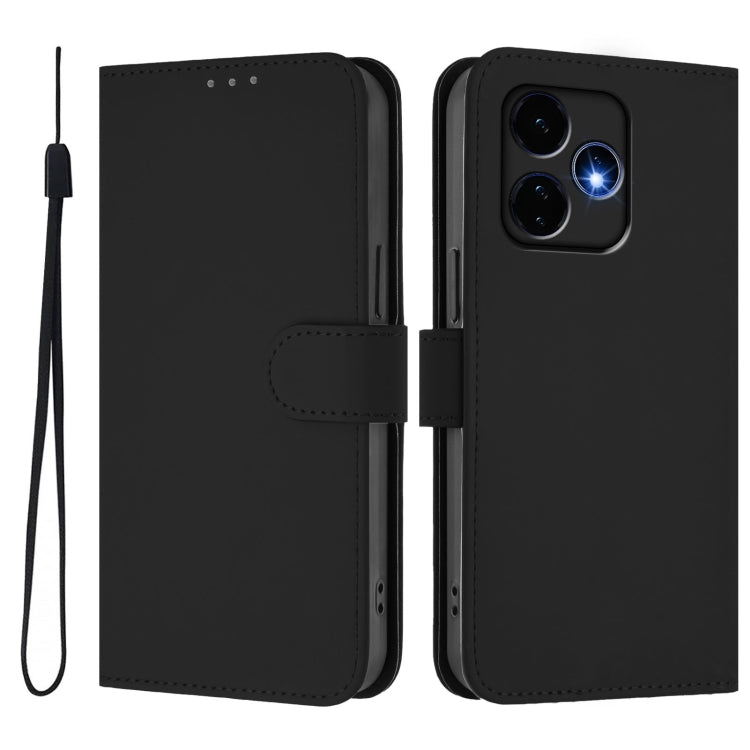 For Boost MobIle Celero 5G+ 2024 / 3+ 5G Skin Feel Solid Color Leather Phone Case with Lanyard(Black) - More Brand by buy2fix | Online Shopping UK | buy2fix