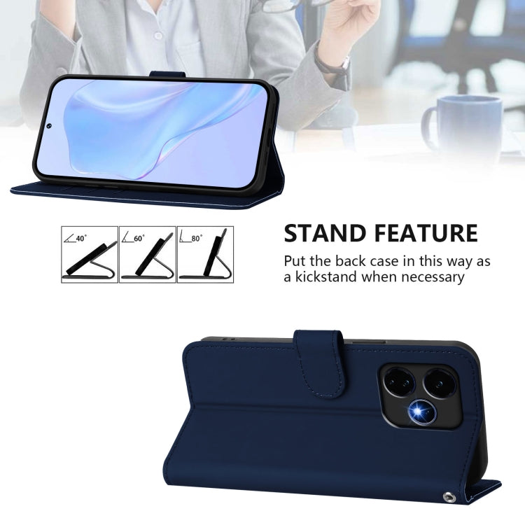 For Boost MobIle Celero 5G+ 2024 / 3+ 5G Skin Feel Solid Color Leather Phone Case with Lanyard(Navy Blue) - More Brand by buy2fix | Online Shopping UK | buy2fix