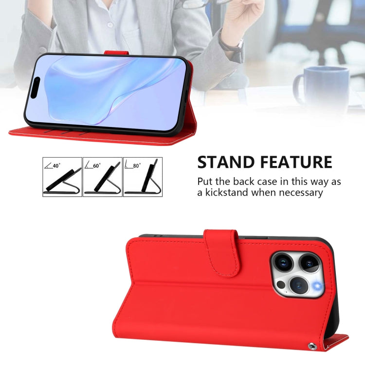 For iPhone 16 Pro Max Skin Feel Solid Color Leather Phone Case with Lanyard(Red) - iPhone 16 Pro Max Cases by buy2fix | Online Shopping UK | buy2fix