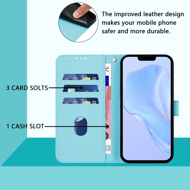 For iPhone 16 Plus Skin Feel Solid Color Leather Phone Case with Lanyard(Sky Blue) - iPhone 16 Plus Cases by buy2fix | Online Shopping UK | buy2fix