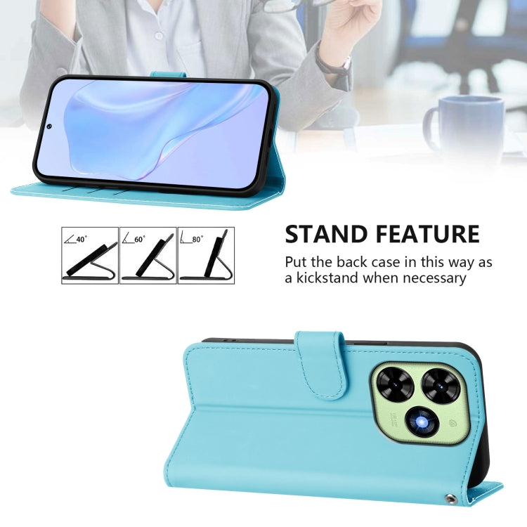 For Tecno Spark Go 2024 4G Skin Feel Solid Color Leather Phone Case with Lanyard(Sky Blue) - Tecno Cases by buy2fix | Online Shopping UK | buy2fix