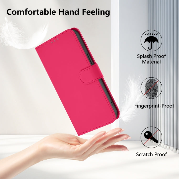 For Tecno Spark Go 2024 4G Skin Feel Solid Color Leather Phone Case with Lanyard(Rose Red) - Tecno Cases by buy2fix | Online Shopping UK | buy2fix