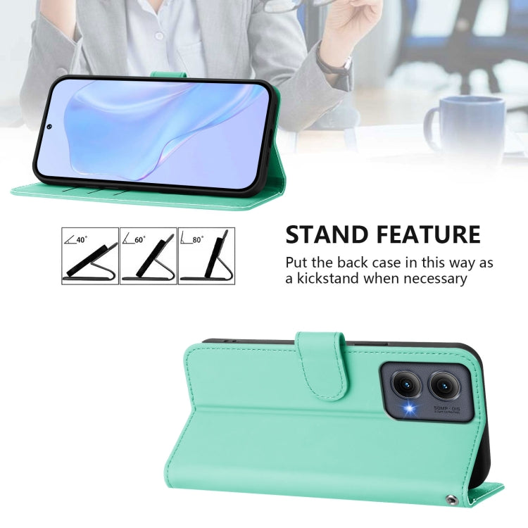 For Motorola Edge 5G 2024 Skin Feel Solid Color Leather Phone Case with Lanyard(Mint Green) - Motorola Cases by buy2fix | Online Shopping UK | buy2fix