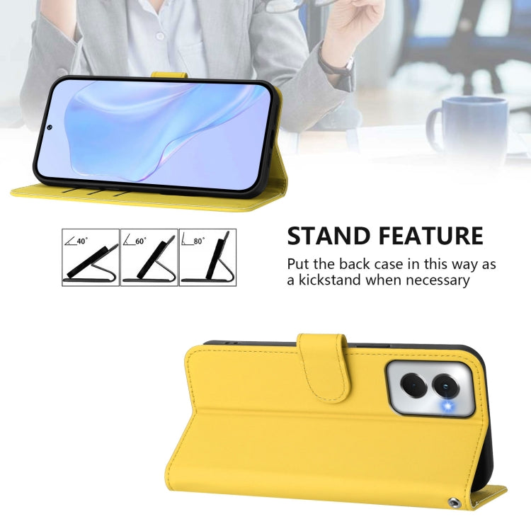 For Motorola Moto G Power 5G 2024 Skin Feel Solid Color Leather Phone Case with Lanyard(Lemon Yellow) - Motorola Cases by buy2fix | Online Shopping UK | buy2fix