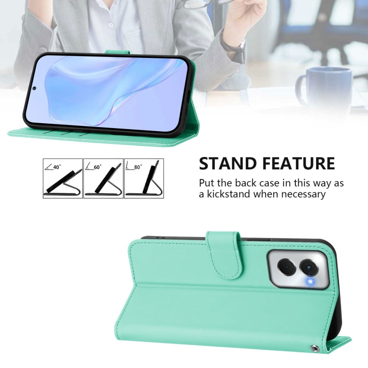 For Motorola Moto G Power 5G 2024 Skin Feel Solid Color Leather Phone Case with Lanyard(Mint Green) - Motorola Cases by buy2fix | Online Shopping UK | buy2fix