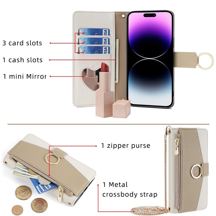 For iPhone 16 Plus Crossbody Litchi Texture Leather Phone Case(White) - iPhone 16 Plus Cases by buy2fix | Online Shopping UK | buy2fix