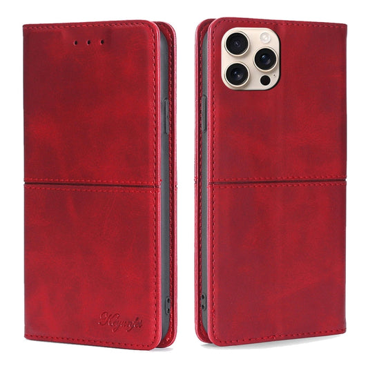 For iPhone 16 Pro Max Cow Texture Magnetic Leather Phone Case(Red) - iPhone 16 Pro Max Cases by buy2fix | Online Shopping UK | buy2fix