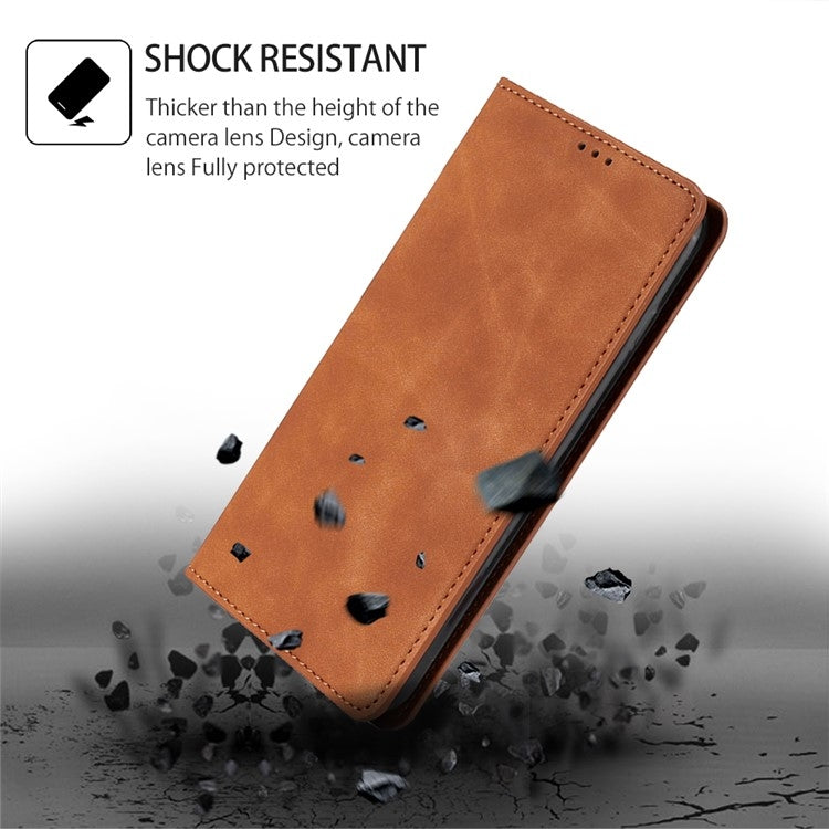 For iPhone 16 Skin Feel Magnetic Leather Phone Case(Light Brown) - iPhone 16 Cases by buy2fix | Online Shopping UK | buy2fix