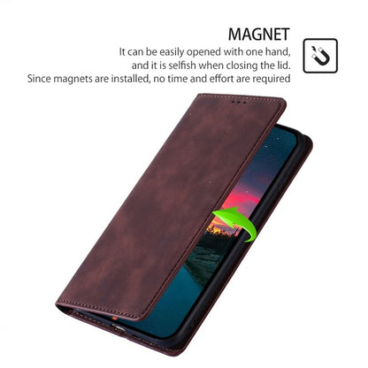 For iPhone 16 Plus Skin Feel Magnetic Leather Phone Case(Dark Brown) - iPhone 16 Plus Cases by buy2fix | Online Shopping UK | buy2fix