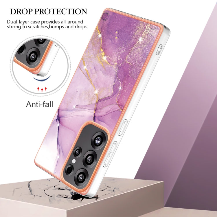 For Samsung Galaxy S25 Ultra 5G Electroplating Marble Pattern Dual-side IMD TPU Shockproof Phone Case(Purple 001) - Galaxy S25 Ultra 5G Cases by buy2fix | Online Shopping UK | buy2fix