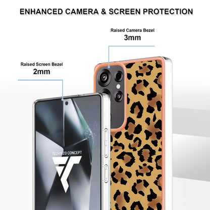 For Samsung Galaxy S25 Ultra 5G Electroplating Marble Dual-side IMD Phone Case(Leopard Print) - Galaxy S25 Ultra 5G Cases by buy2fix | Online Shopping UK | buy2fix