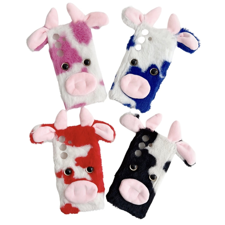 For Samsung Galaxy S25 5G Cute Plush Cow TPU Phone Case(Blue) - Galaxy S25 5G Cases by buy2fix | Online Shopping UK | buy2fix