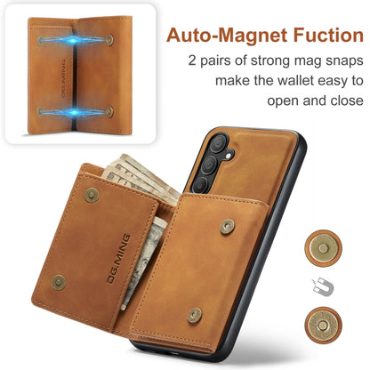 For Samsung Galaxy A16 5G DG.MING M1 Series 3-Fold Multi Card Wallet + Magnetic Phone Case(Brown) - Galaxy Phone Cases by DG.MING | Online Shopping UK | buy2fix