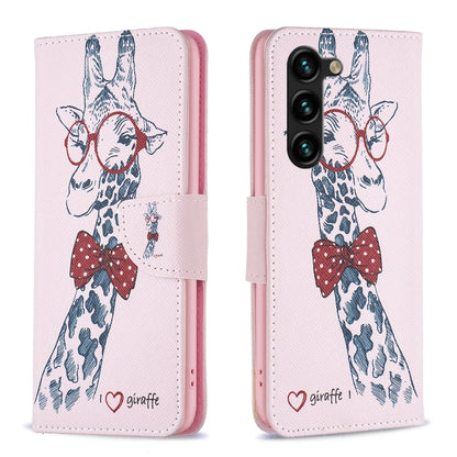 For Samsung Galaxy S25+ 5G Colored Drawing Pattern Leather Phone Case(Giraffe) - Galaxy S25+ 5G Cases by buy2fix | Online Shopping UK | buy2fix