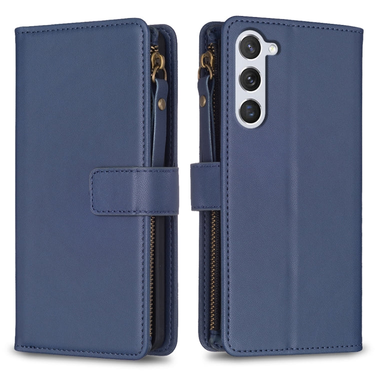 For Samsung Galaxy S25 5G 9 Card Slots Zipper Wallet Leather Flip Phone Case(Blue) - Galaxy S25 5G Cases by buy2fix | Online Shopping UK | buy2fix