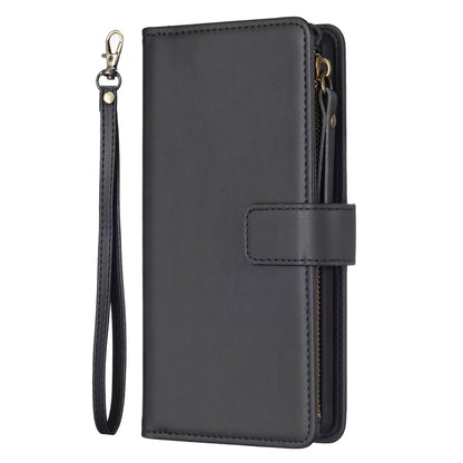 For Samsung Galaxy S25 5G 9 Card Slots Zipper Wallet Leather Flip Phone Case(Black) - Galaxy S25 5G Cases by buy2fix | Online Shopping UK | buy2fix