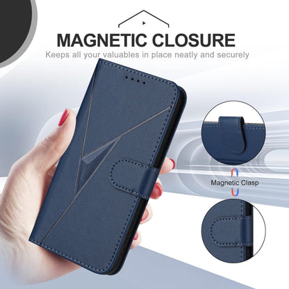 For Motorola Edge 5G 2024 Triangle Pattern Buckle Clasp Leather Phone Case(Royal Blue) - Motorola Cases by buy2fix | Online Shopping UK | buy2fix