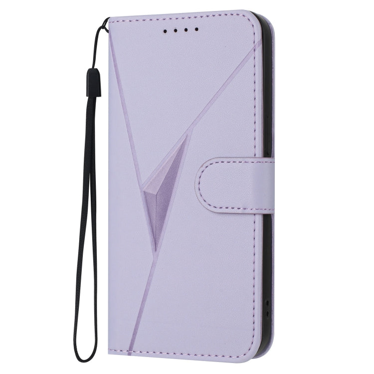 For Motorola Edge 5G 2024 Triangle Pattern Buckle Clasp Leather Phone Case(Light Purple) - Motorola Cases by buy2fix | Online Shopping UK | buy2fix