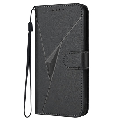 For Motorola Moto G Play 4G 2024 Triangle Pattern Buckle Clasp Leather Phone Case(Black) - Motorola Cases by buy2fix | Online Shopping UK | buy2fix